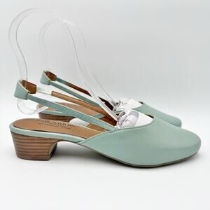 Coldwater Creek Womens Josie Slingback Heels US 8 Wide Light Green Leather EUC